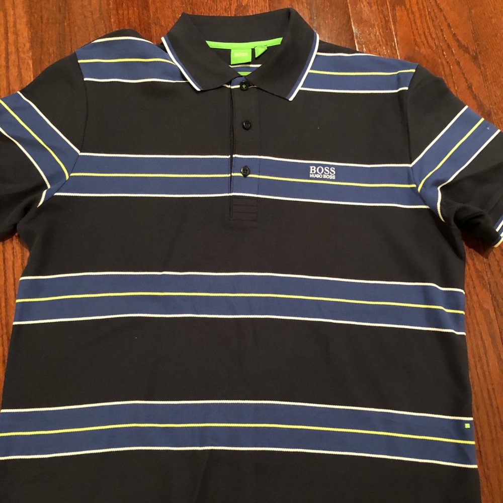 Men’s Hugo Boss Polo Shirt- Dark Blue Striped